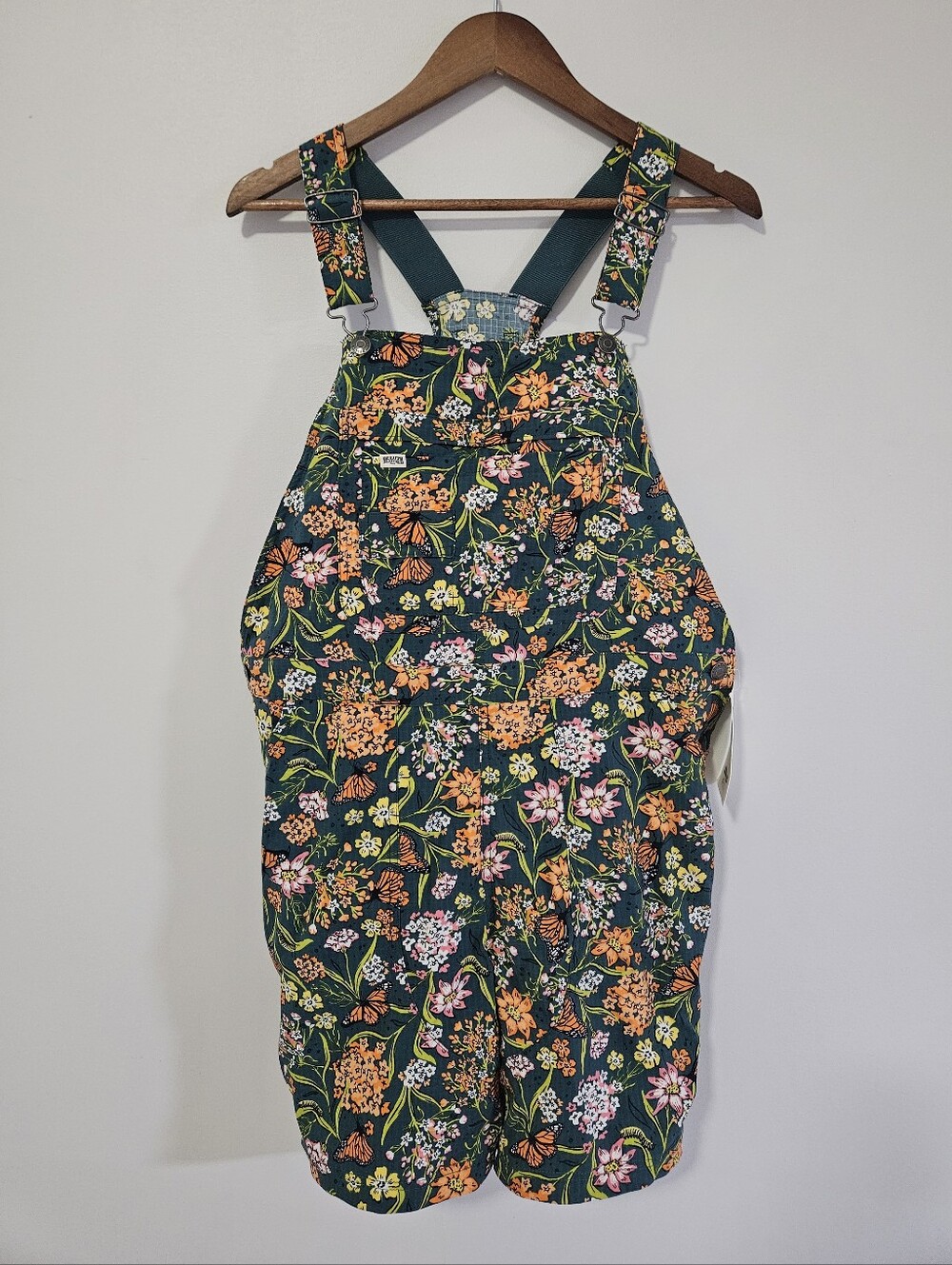 Duluth Trading Co Heirloom Gardening Overalls Size Large Floral Butterflies